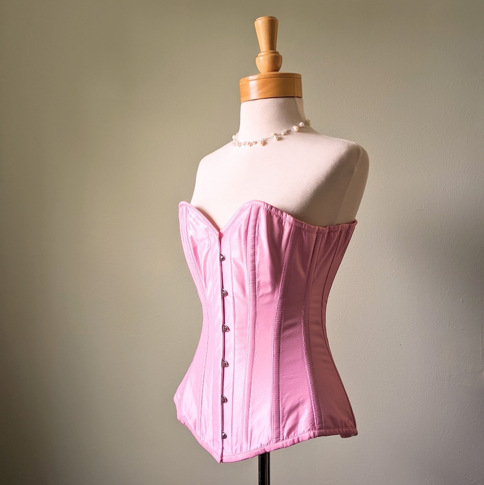 Premium Pink Satin Steel Boned Corset S/24 NWT